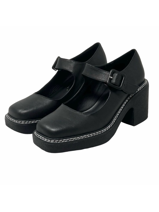 Intentionally Blank Categorial Mary Janes Size 6 Black Leather Square Toe NEW - Picture 3 of 13